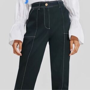 Something Navy Black Wide Leg contrast stitch trousers size 16‎ New